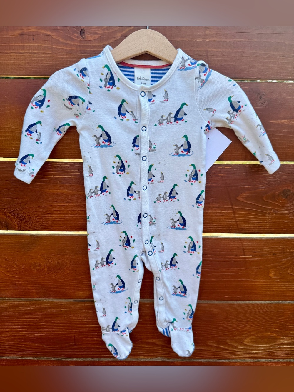 Baby Boden Mallard Duck Footed Pajamas Size 3-6 months cotton long sleeve
